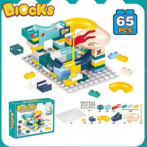 65PCS Assembly Block Marble Run Slide Track Building Blocks | 6688-92A ...