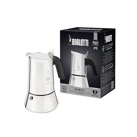 Buy Bialetti Venus Induction Stainless Steel Moka Pot, 2 CUP Italian ...