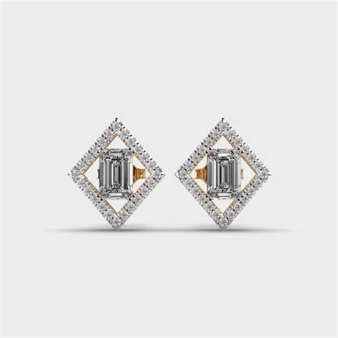 Buy Shimmering Quatro Emerald Cut Diamond Earrings At Jewelbox