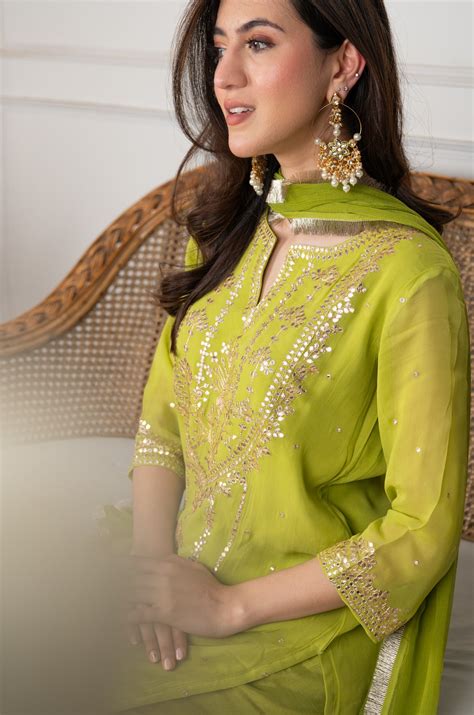 Lime Georgette Aari Suit Set – DIMPLE DESIGN STUDIO