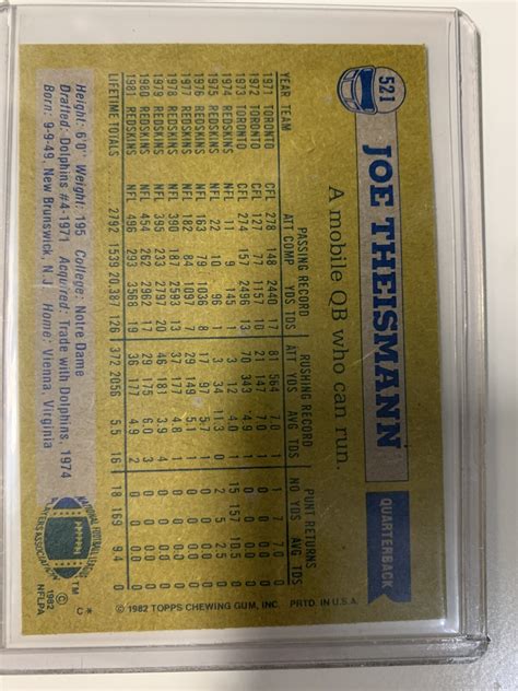 1982 Topps - Joe Theismann #521 for sale online | eBay