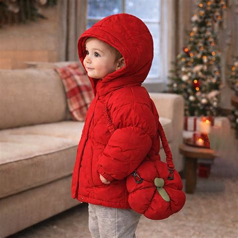 Little Surprise Box Maroon Puffer Quilted Hooded Winter Jacket for Kids ...