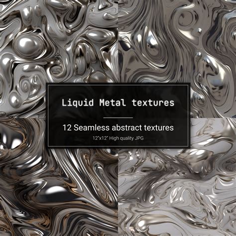Liquid Silver Metal Seamless Texture Bundle - 12 Jpg Files - Digital ...