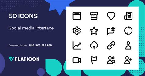 Social media interface Icon Pack | Outline | 50 .SVG Icons