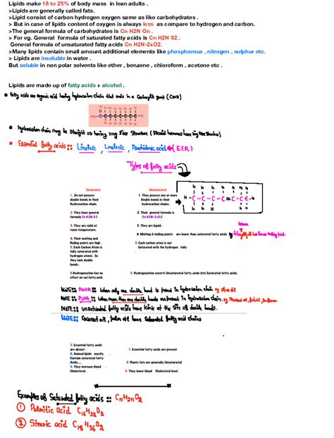 Lipids class notes - Lipids make 18 to 25% of body mass in lean adults ...