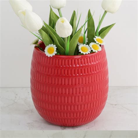 Buy Colour Connect Textured Single Pc. Embossed Flower Pot - Ceramic ...