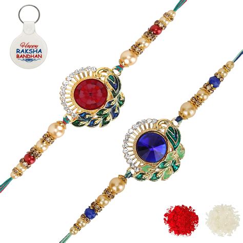 Buy Riddhika Ventures Set of Multi Colour Family Rakhi with Roli Chawal ...