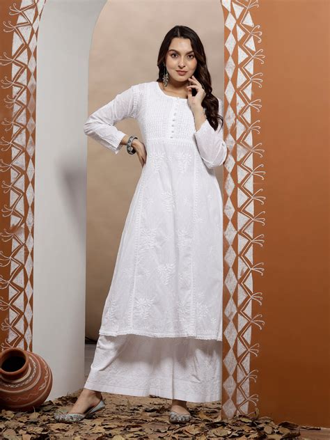 Shop Chikankari A Line Kurta For Women – Paramount Chikan