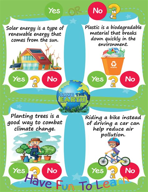 Worksheet for Logic Kids Task and Answer Questions Earth Day Save Our Earth, 3R It's a yes-or-no ...