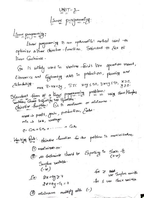 Linear Programming Concepts and Techniques: OT Unit 2 Notes - Studocu
