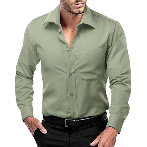 Snapklik.com : Dubulle Mens Solid Sage Green Dress Shirt Long Sleeve ...