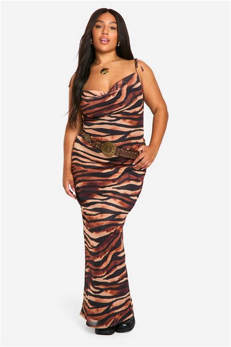 Plus Zebra Print Cowl Neck Maxi Dress | boohoo UK