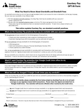 Fillable Online Courtesy Pay OPT-IN Form - trianglecu.org Fax Email ...