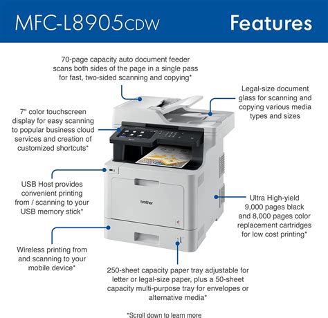 Buy Brother MFC‐L8905CDW Business Color Laser All‐in‐One Printer, 7 ...
