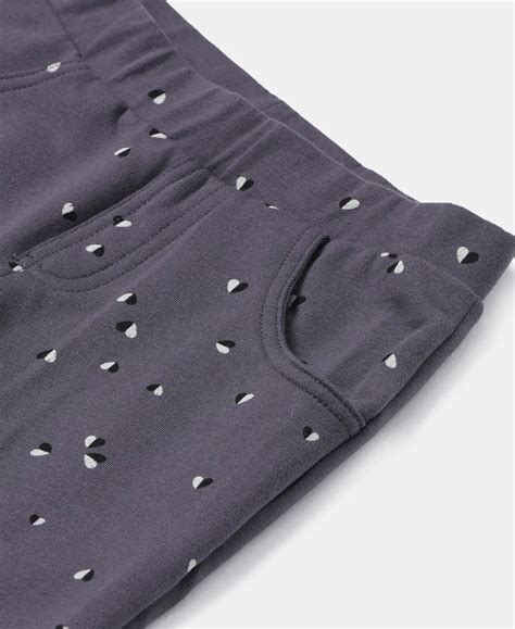 Buy Girl's Super Combed Cotton Elastane French Terry Printed Jeggings ...