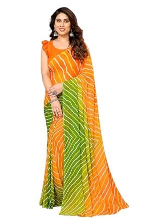 Buy ANAND SAREES Women's Printed, Striped, Ombre Bollywood Georgette ...