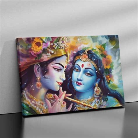 Lord Radha Krishna Flower Home Arts Painting - Vignette Store