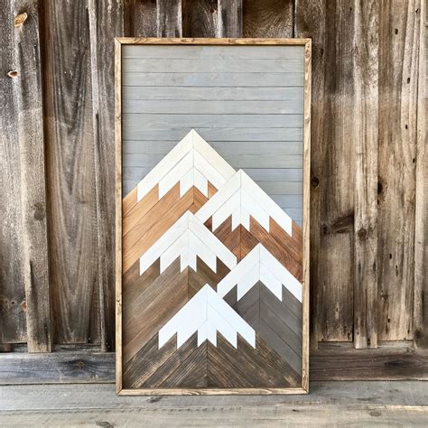 Mountain Wood Wall Art - 44"x24" | Rustic wood wall art, Pallet wall ...