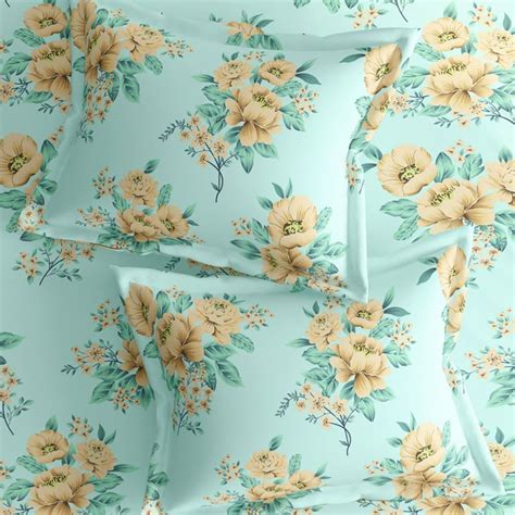 Buy PORTICO Emerald Blue Printed Cotton Super King Bedsheet Set ...