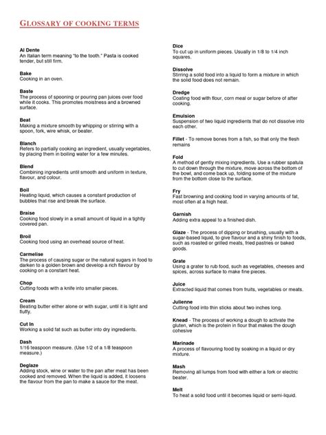 Basic Cooking Terms 的图像结果