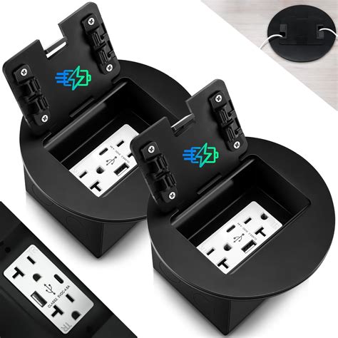 Kanayu Recessed Floor Outlet 3.98"x3.66"x3.15" 1-Gang with 4.8A USB ...