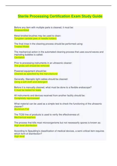 Sterile Processing Certification Exam Study Guide - Sterile Processing ...