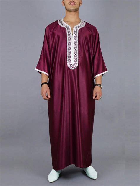 2025 New Muslim Embroidered Moroccan Arabic Thobe | SHEIN USA