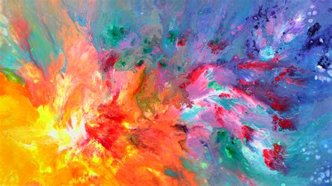Water meets Fire - Large Colorful Vivid Abstract Painting by Tiberiu ...