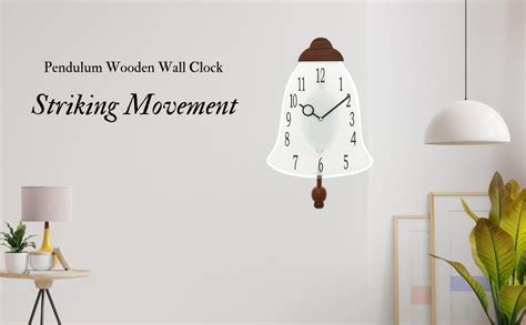 Buy CHRONIKLE Elegant Bell Style Wooden Case Analog Pendulum Wall Clock ...