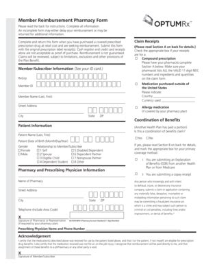 Member Reimbursement Pharmacy Form - Blank Fillable Template | Fill Out ...