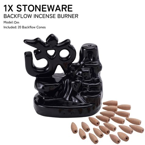 Om Smoke Fountain Back Flow Incense Burner With 20 Incense Cones ...