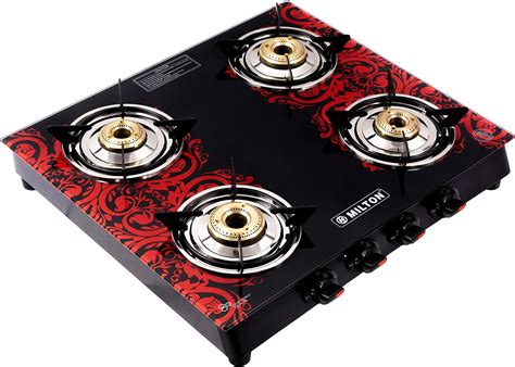Lifelong Glass Top Gas Stove, 4 Burner Gas Stove, Black (ISI Certified ...