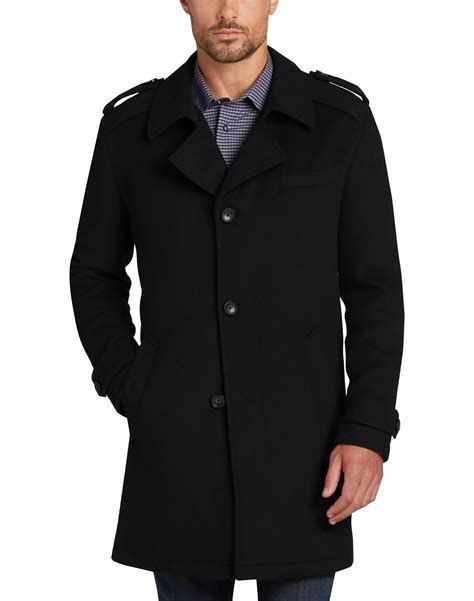 Egara Black Modern Fit Car Coat - Men's Outerwear | Men's Wearhouse