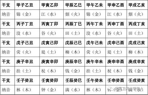 万金不换：六十甲子纳音五行歌诀详解_地支