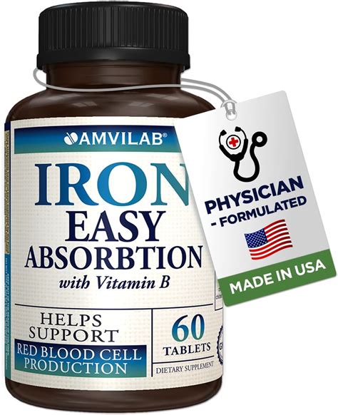 Amazon.com: AMVILAB Iron Easy Absorbtion - Iron Supplement Clinically Shown to Increase Iron ...