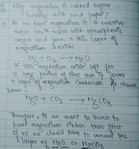 Why should a magnesium ribbon be cleaned before burning in air ...