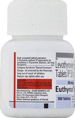Euthyrox 50 MCG Tablet (100): Uses, Side Effects, Price & Dosage ...