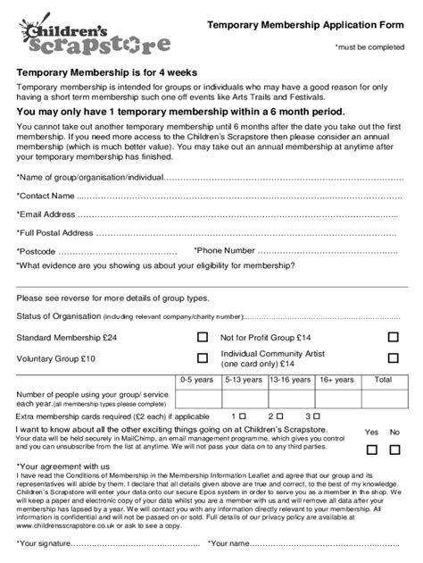 Fillable Online 15+ Membership Application TemplatesFree Sample ...FREE ...