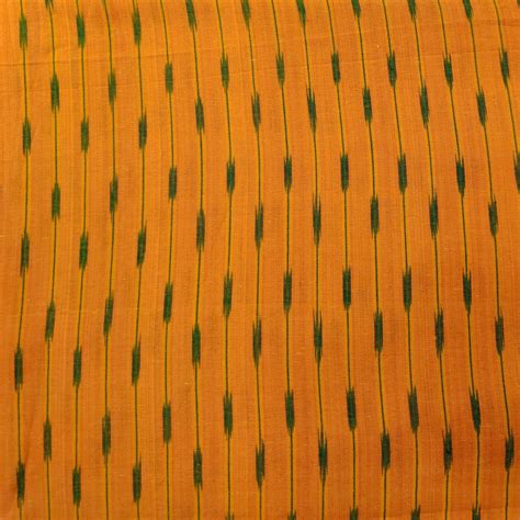 Pre-cut 1.65 meter Pure Cotton Ikkat Mustard With Green Lines Fabric ...