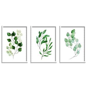 SAF paintings Set Of 3 Tropical Leaves Premium White Frame Digital ...