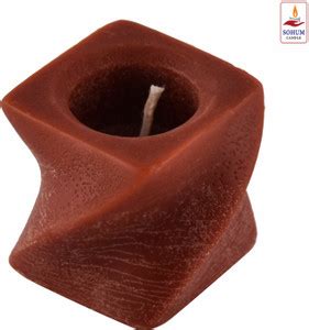 SOHUM Handmade 3D Cube Brown Hurricane Candle With SandalWood Fragrance ...