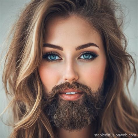Woman with Beard | Stable Diffusion Online
