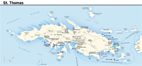 Large road map of St. Thomas Island, US Virgin Islands with other marks ...