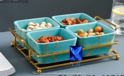 BLUE DESIGNER SERVING PLATTER TRAY WITH 4 BOWLS -MK001SP4 – www.soosi.co.in