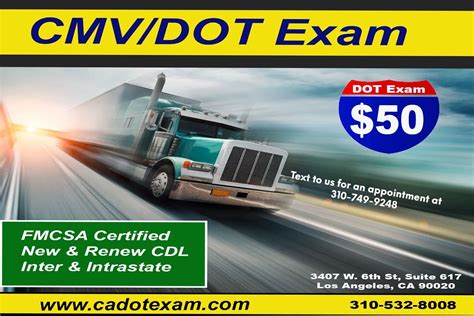 DOT Exam, DOT Medical Exam - CA DOT Exam - Central LA, California