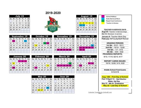 School Calendar - Santa Cruz Catholic School - Buda, TX