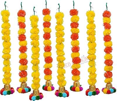 Buy TIED RIBBONS Set of 4 Artificial Marigold Flower Garland ...