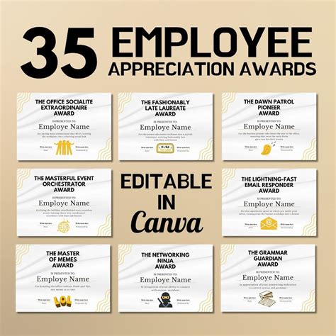 35 funny employee award certificates editable in canva staff ...