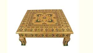 Buy Handicrafts Pooja Chowki Fancy Aluminium Foil Designer Wooden Pooja ...