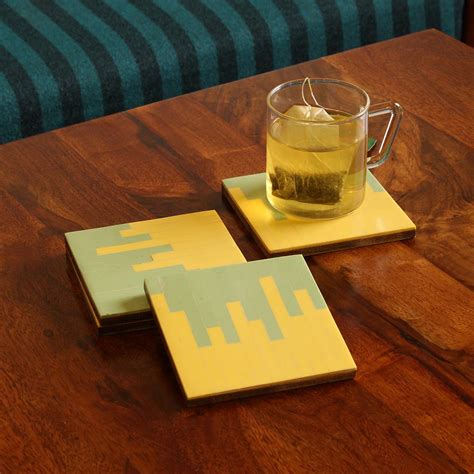 RangRoots 'Pastel Piano' Wooden Coasters for Dining Table (Set of 4 ...